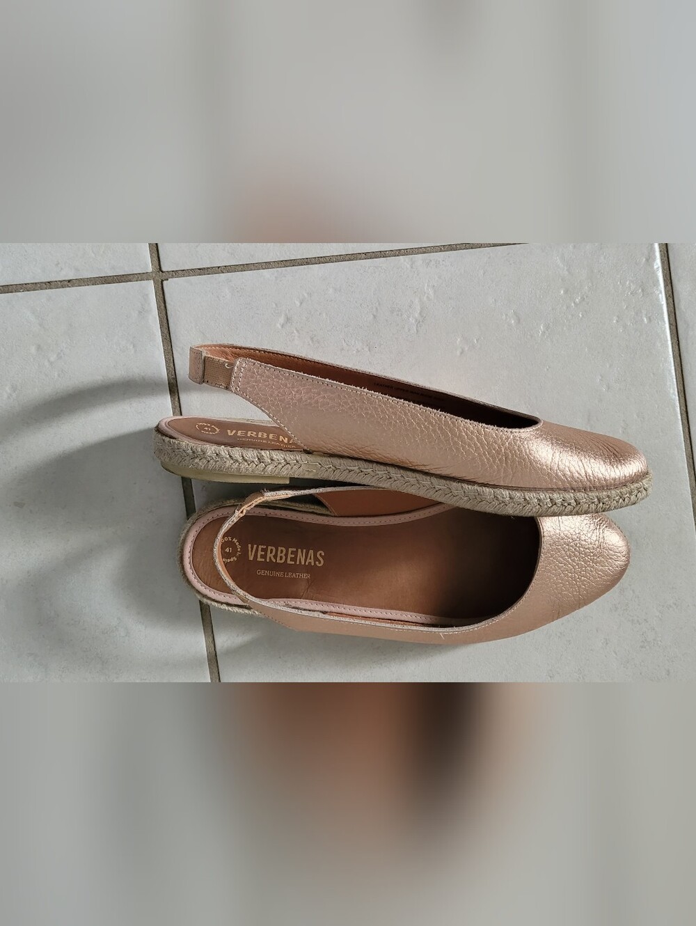 Rose Gold Leather Ballet Flats